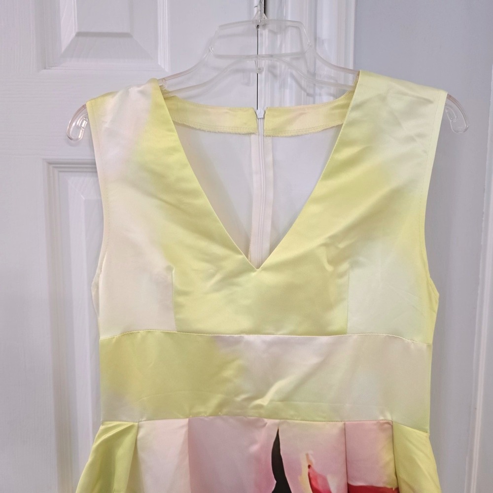 Vibrant Floral Print Classic Silhouette Sleeveless A-line Feminine Summery Dress - Picture 2 of 12